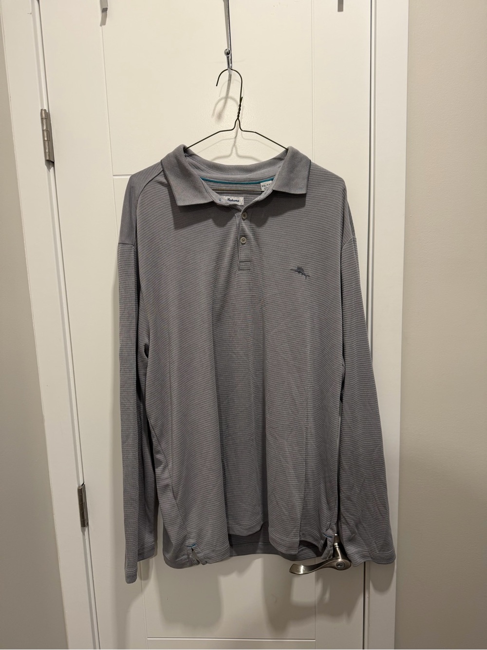 Tommy Bahama Long-Sleeve Polo in Light Gray